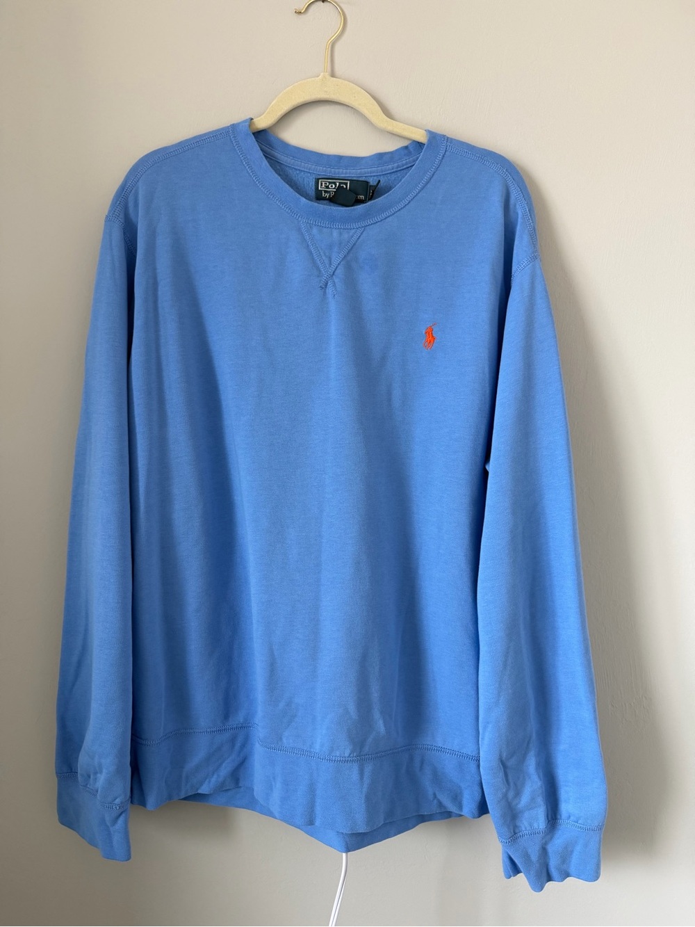 Ralph Lauren Light Blue Crewneck with Orange Pony